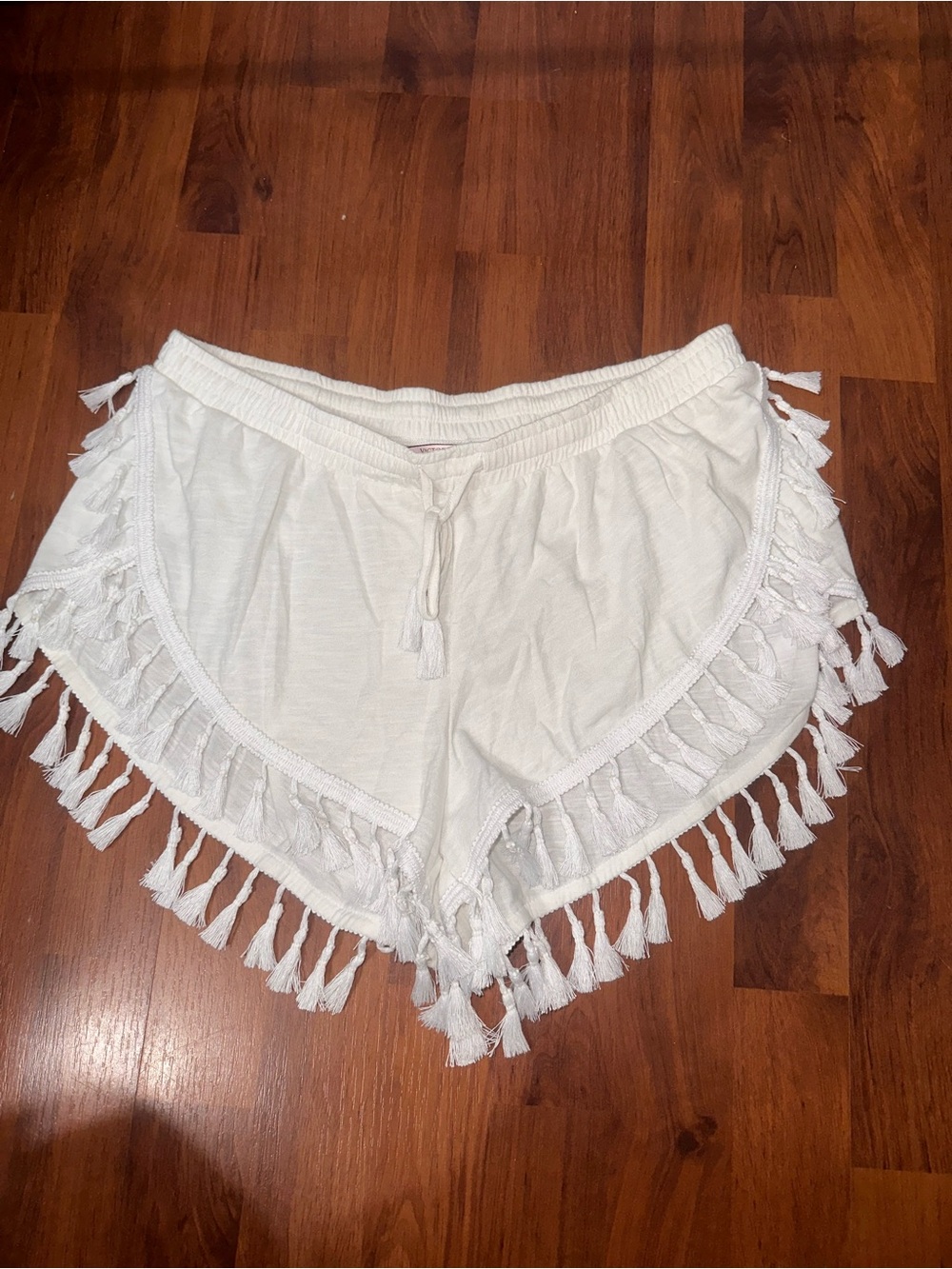 Victoria's Secret White Tassel-Trim Cargo Shorts